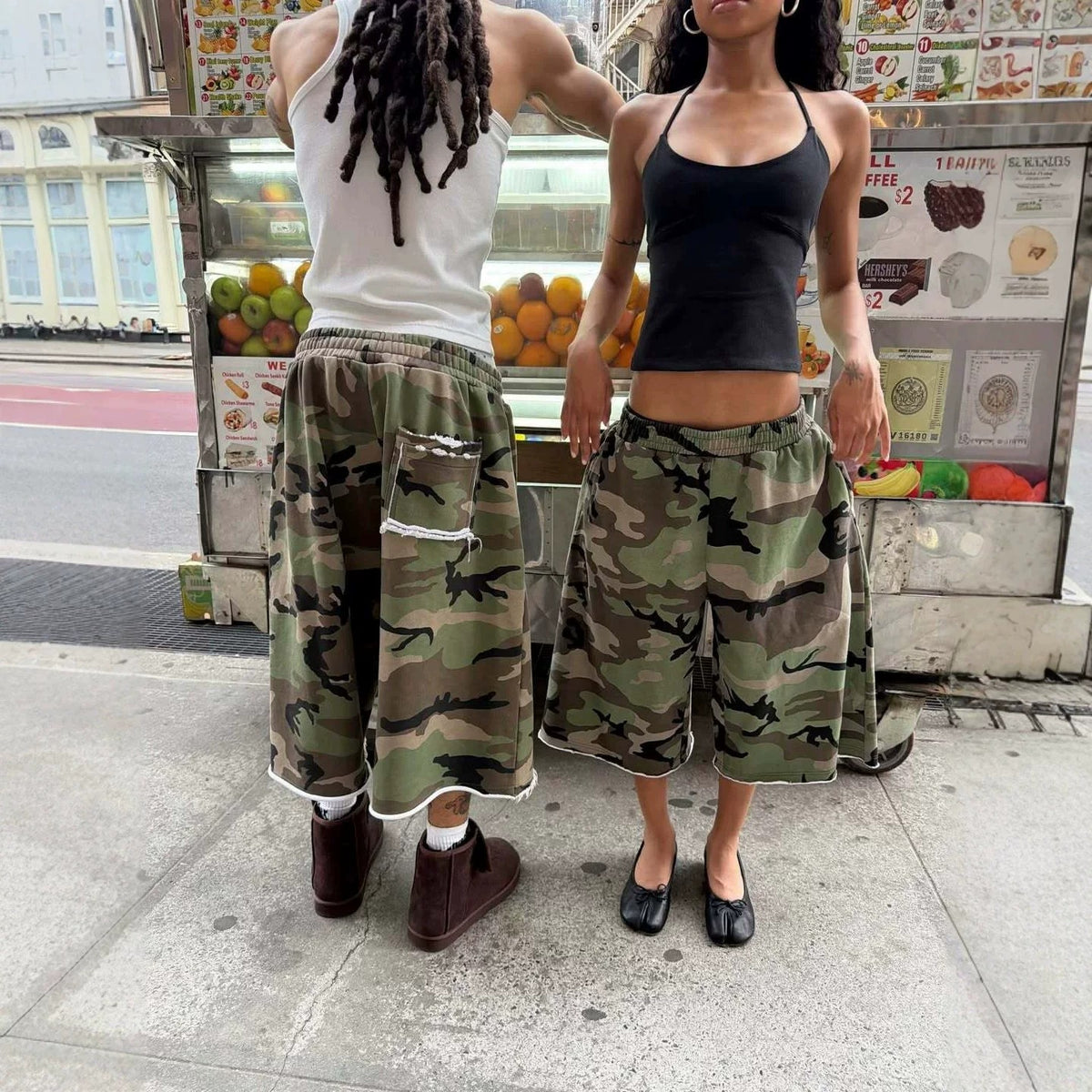 Camo long sweat shorts
