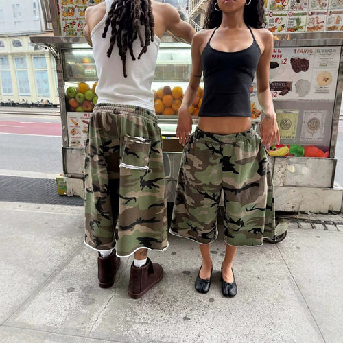 Camo long sweat shorts