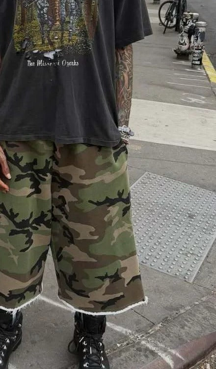 Camo long sweat shorts