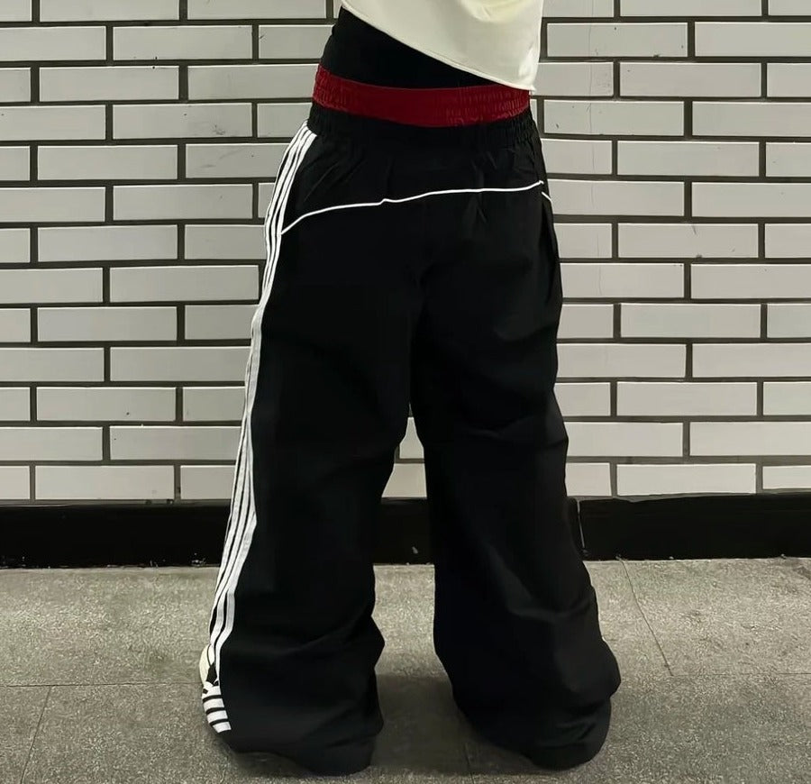 Double waist wide pants