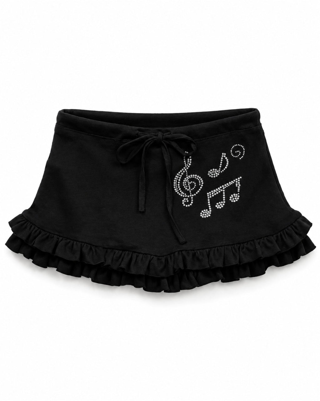Rhinestone Ruffle Mini Skirt