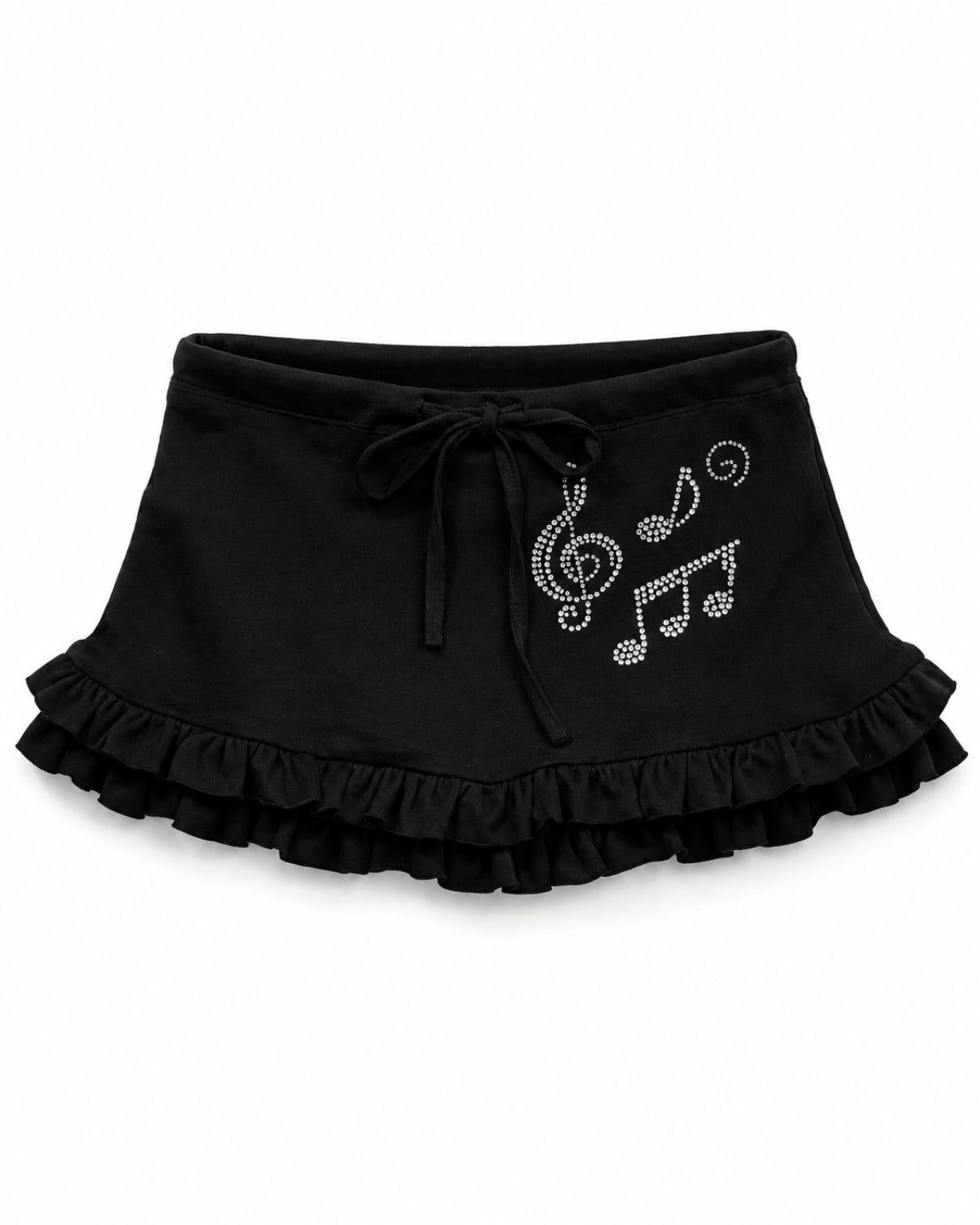Rhinestone Ruffle Mini Skirt