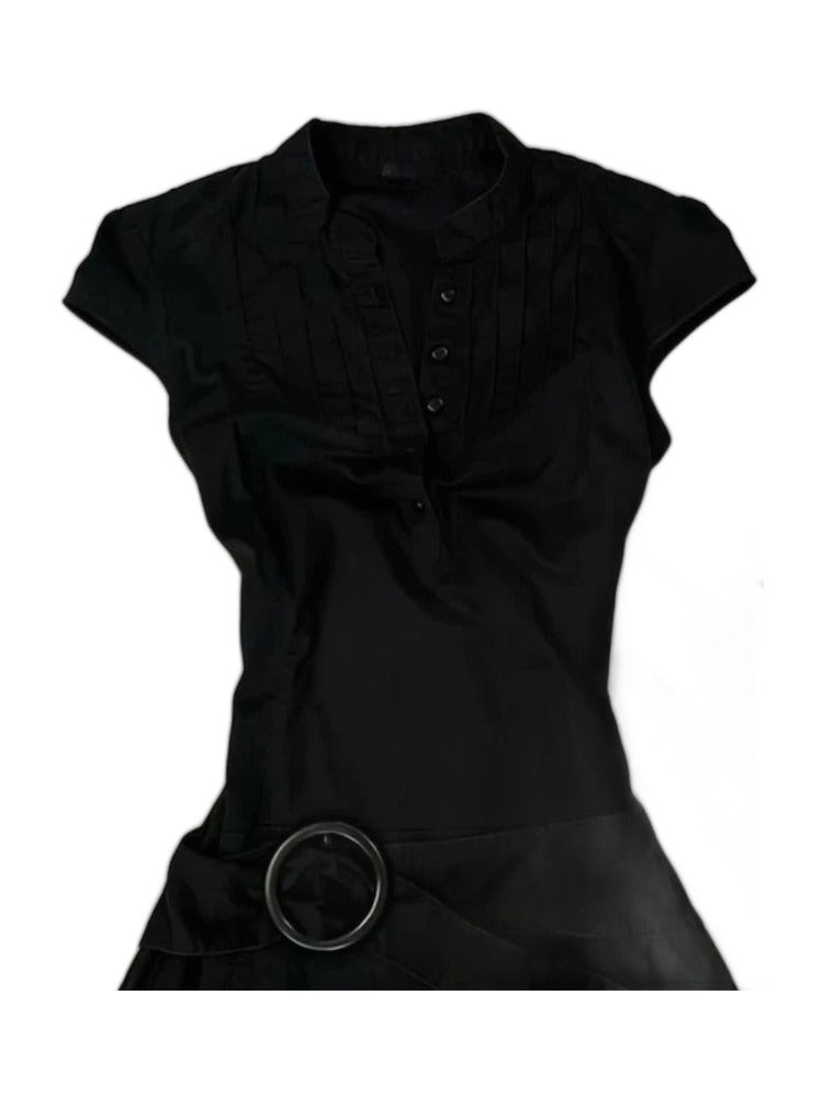 Black Belted Polo Mini Dress