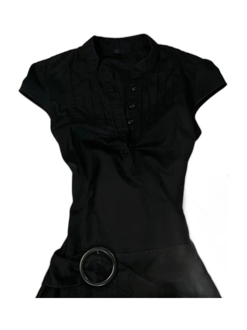 Black Belted Polo Mini Dress