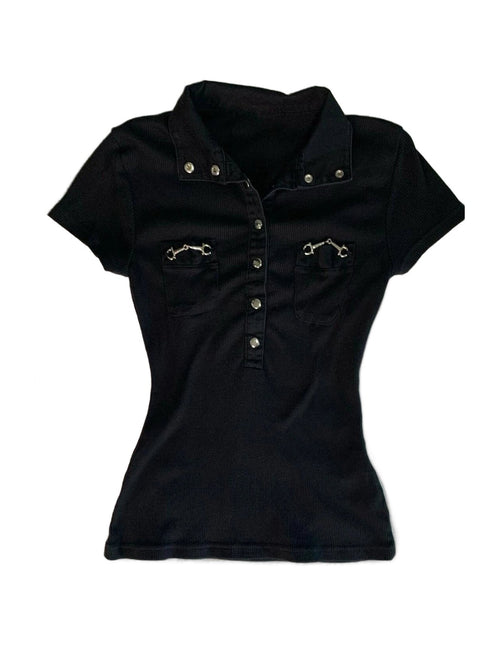 Black Snap Polo Tee