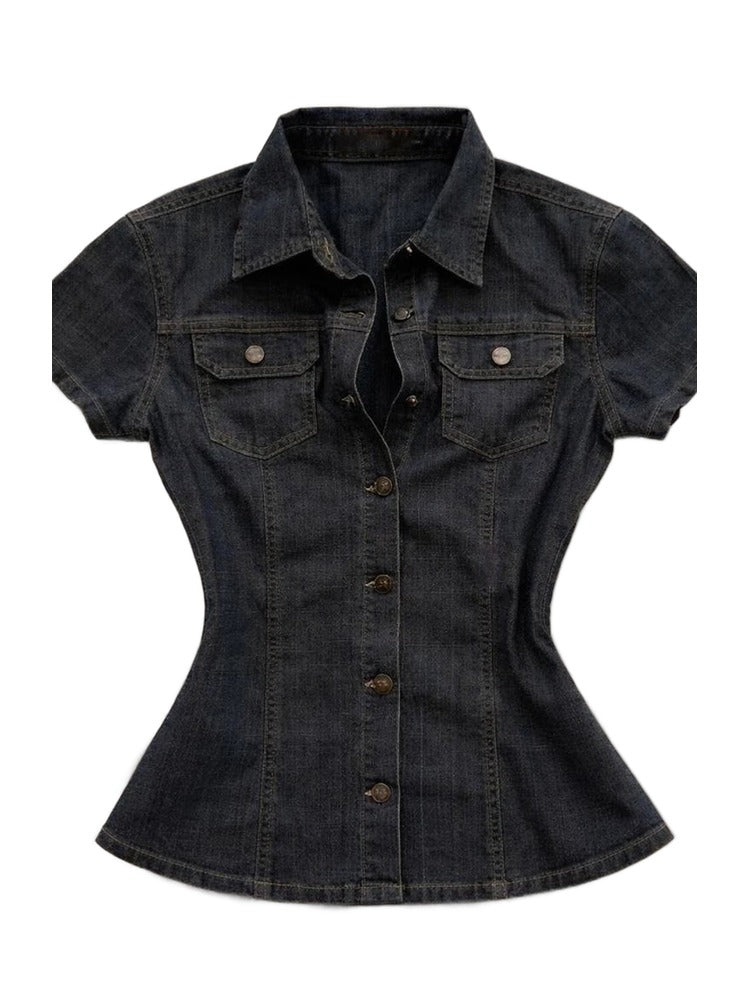 Blue Slim Denim Shirt