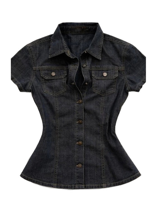 Blue Slim Denim Shirt
