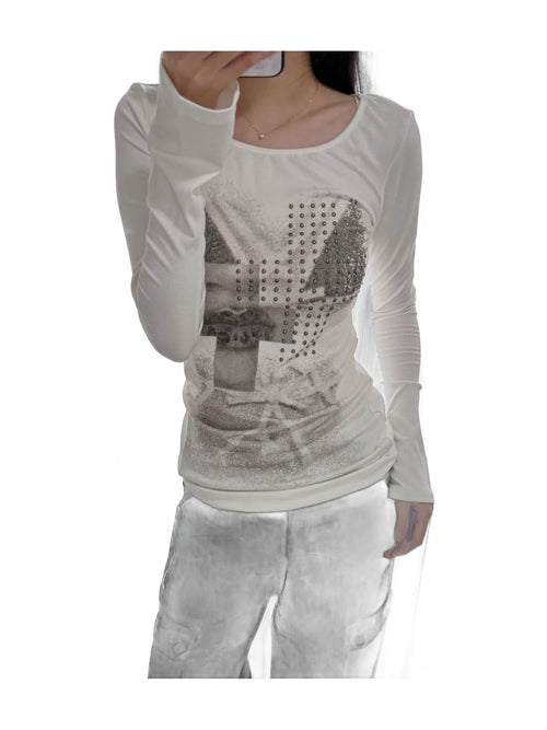 Cross Print Off-White Long Sleeve