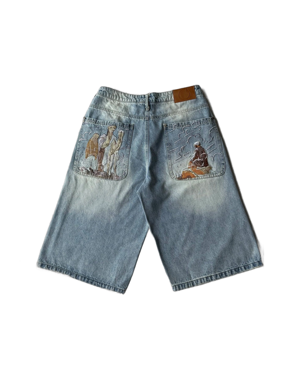Embroidered Denim Jorts