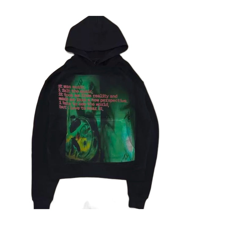 Green Graphic Print Hoodie