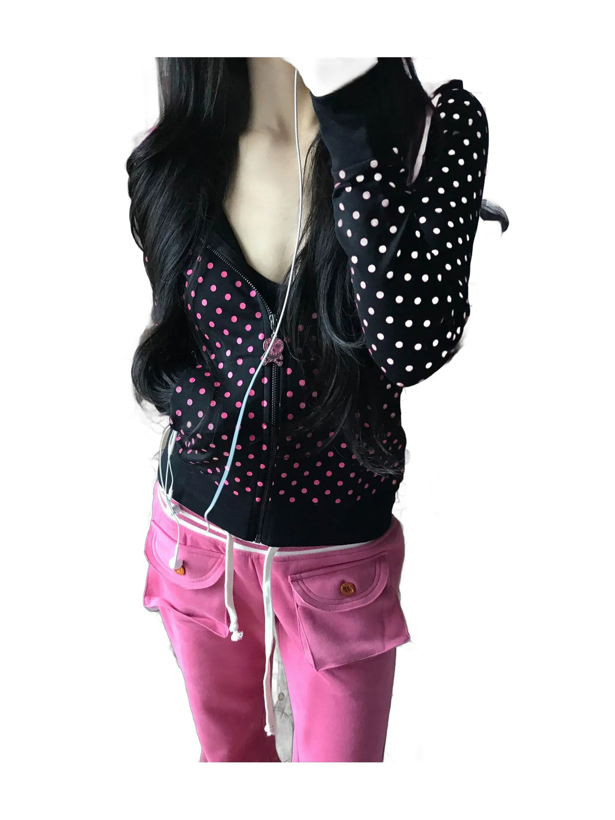 Pink Dot Zip Hoodie