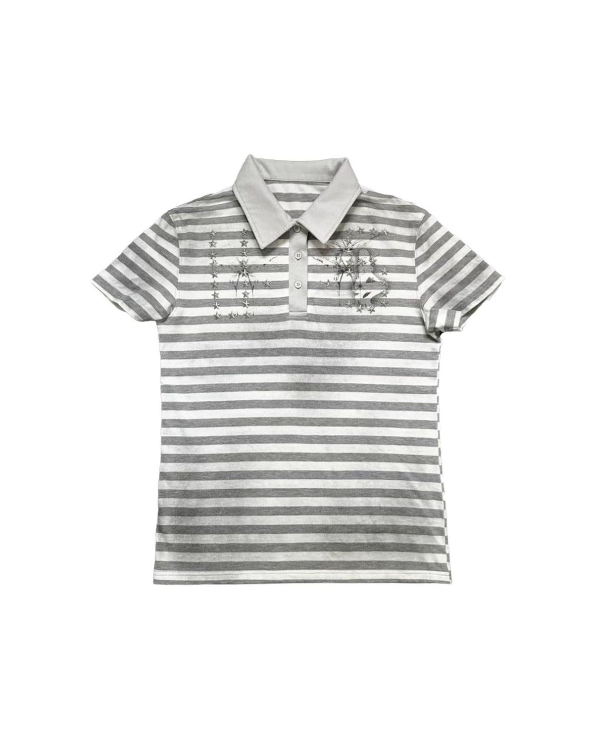 Grey Stripe Star Polo