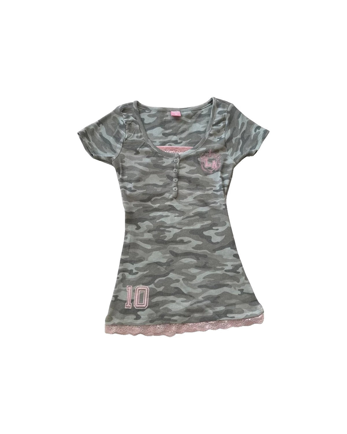 Camo Henley Lace Tee