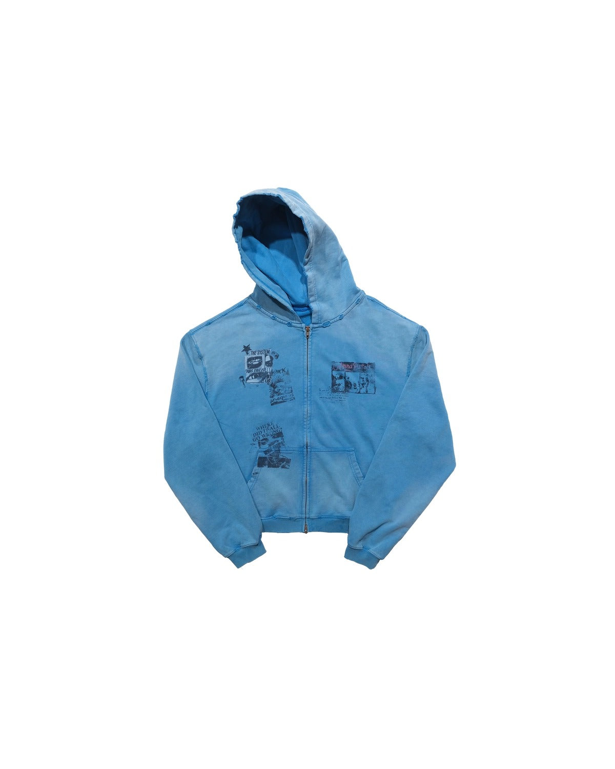 Washed Blue Zip Hoodie